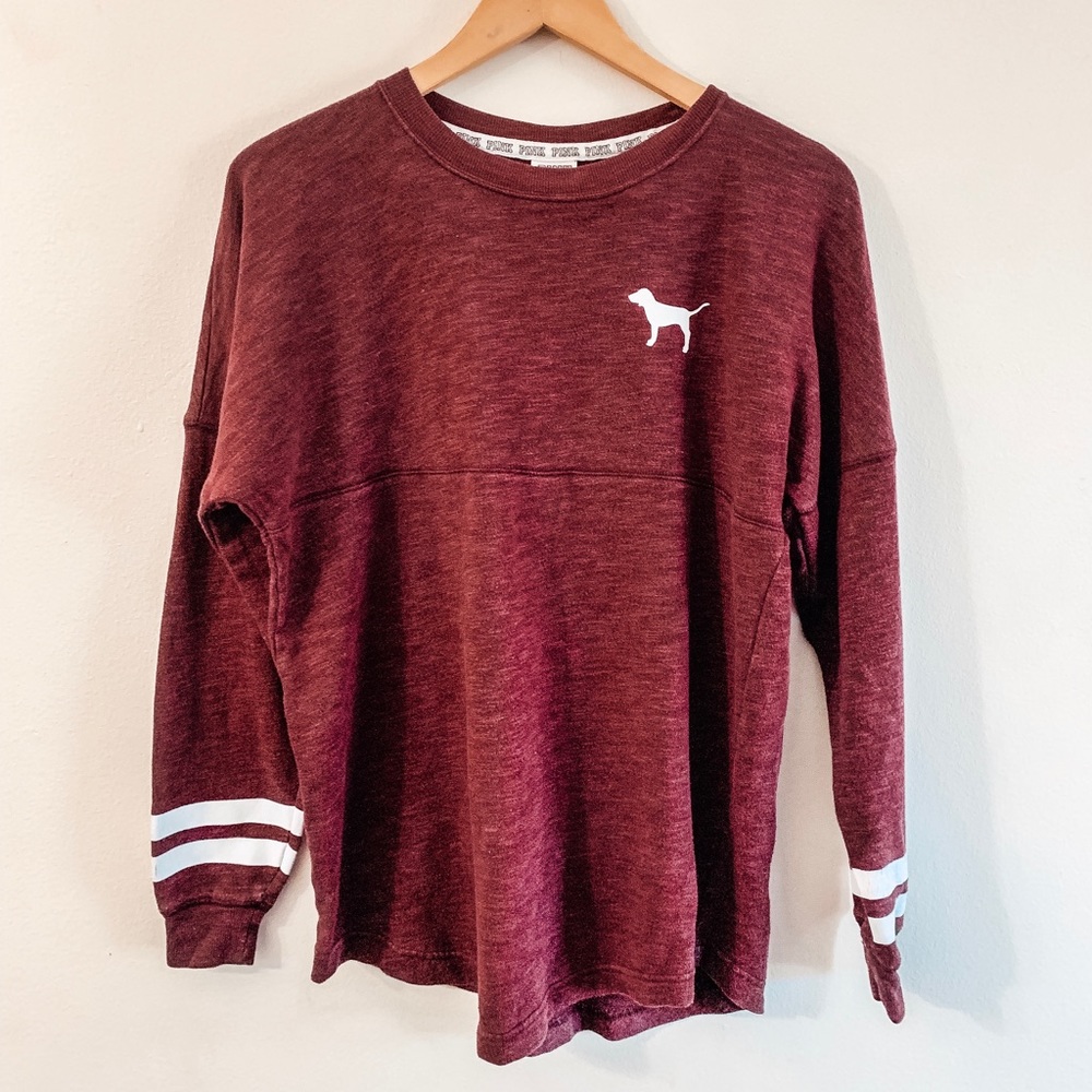 PINK! LONG SLEEVE CREW NECK SWEATER